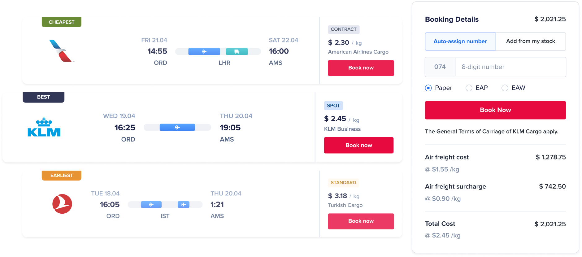 cargo.one Get airline and agent rates within seconds, not hours.